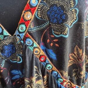 Embroidered Floral Tunic - Black and Multicolor